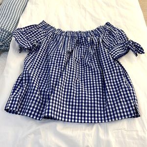 J.crew off the shoulder gingham top, size 2